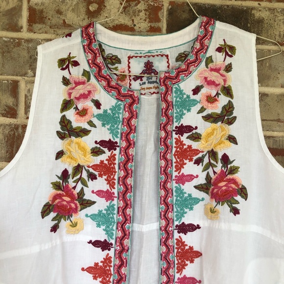 Johnny Was Embroidered Sleeveless Pocket Kimono L - Picture 3 of 16